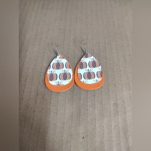 Pumpkin Pattern Teardrop Earrings